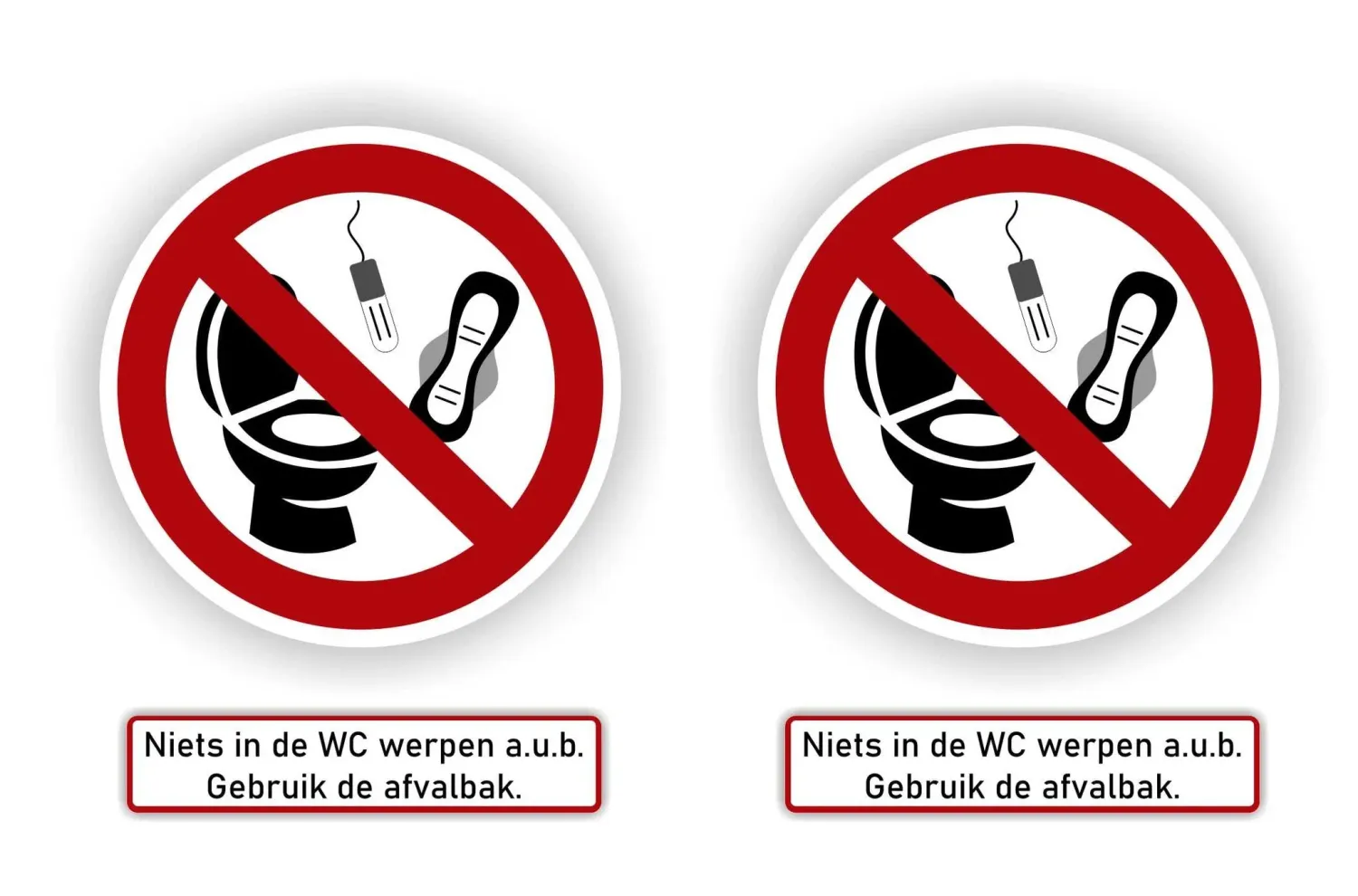 Niets in de wc werpen stickers 2 st.