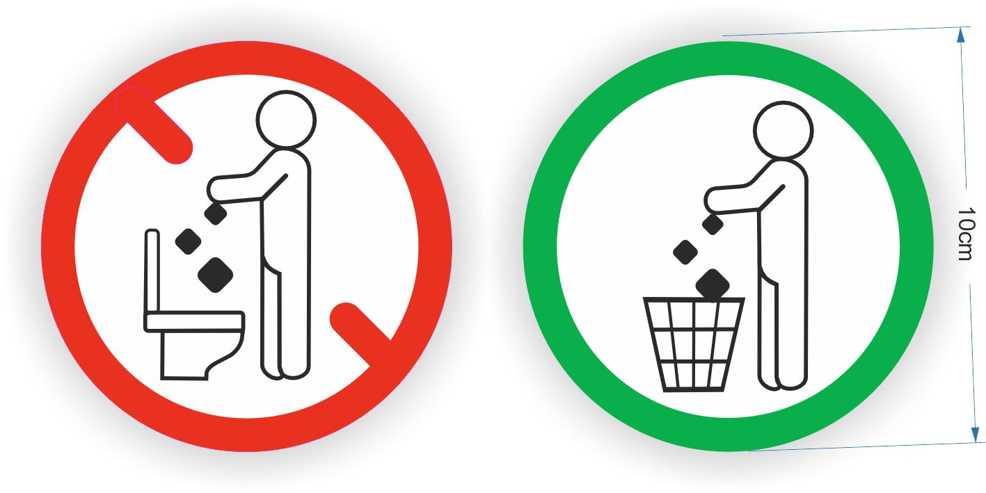 Niets in de toilet gooien 2 stickers