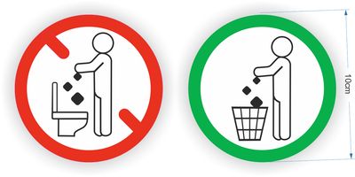 Niets in de toilet gooien 2 stickers