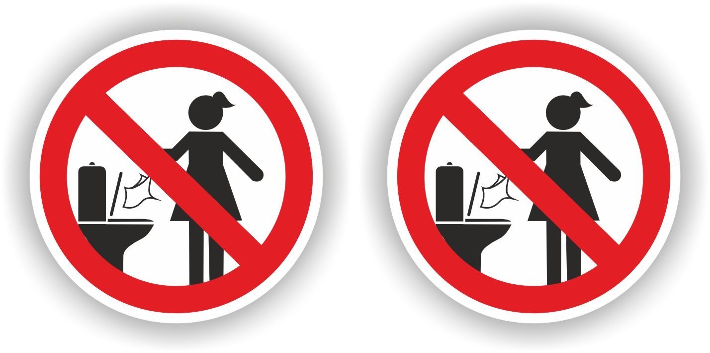 Niets in de toilet gooien 2 stickers Ø 10