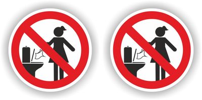 Niets in de toilet gooien 2 stickers Ø 10