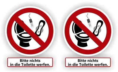 Nichts in die toilette werfen 4 Aufklebers