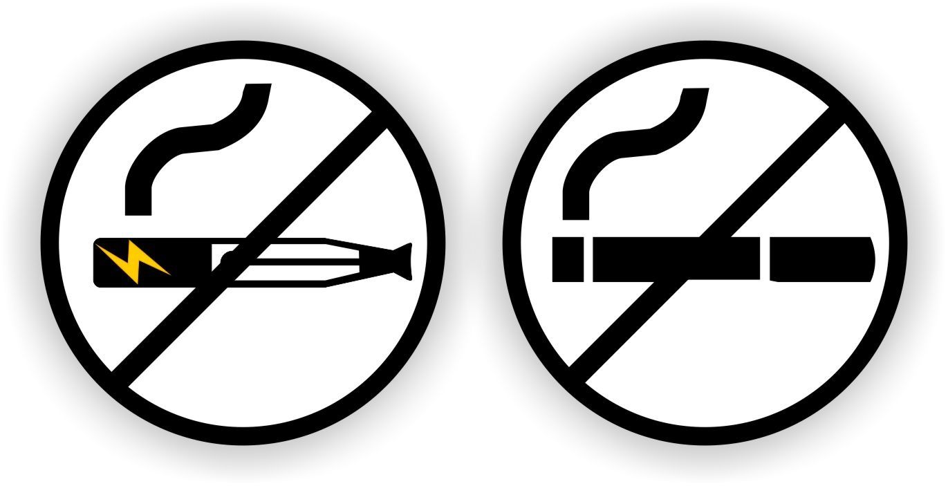 Vaping en Smoking verboden 2 stickers, zwart, wit