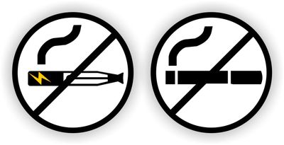 Vaping en Smoking verboden 2 stickers, zwart, wit