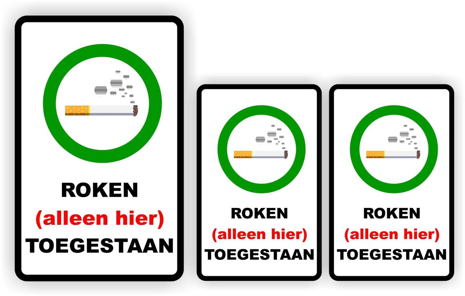 Roken Alleen Hier Toegestaan sticker set van 3 stuks