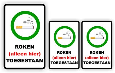 Roken Alleen Hier Toegestaan sticker set van 3 stuks