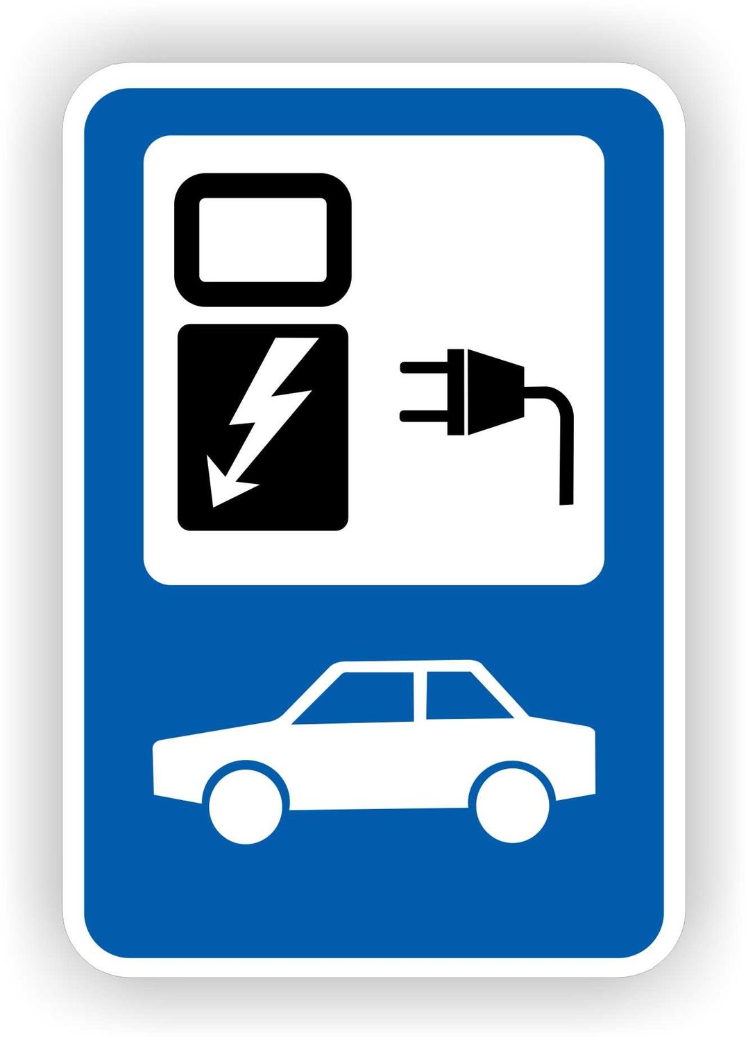 Laadpaal elektrische auto verkeersbord sticker