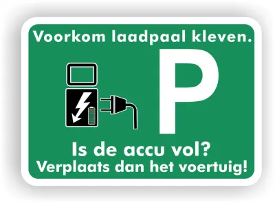 Laadpaal sticker accu vol verplaats de auto