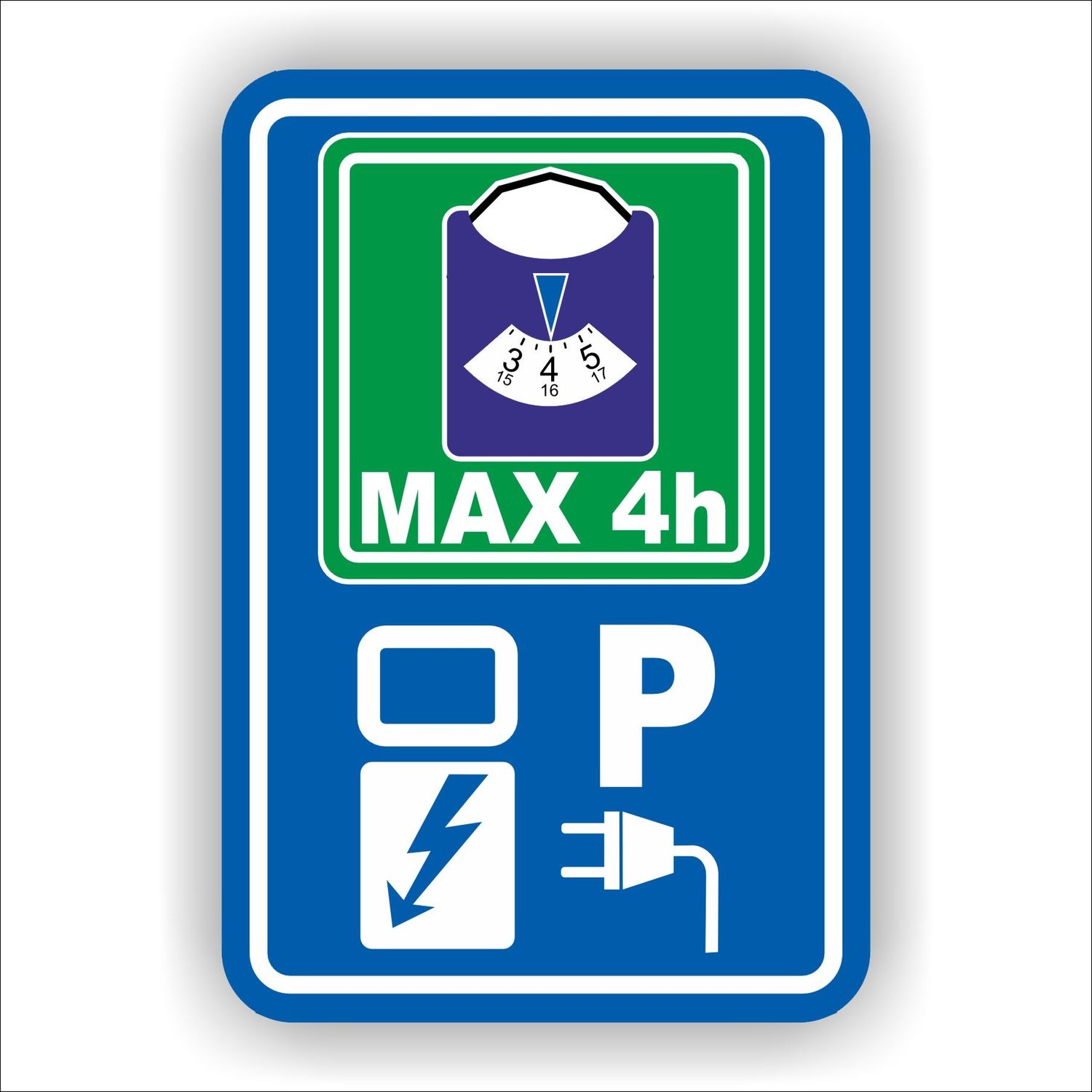 Laadpaal verkeer bord sticker max. 4 uur parkeren