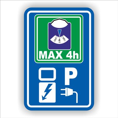 Laadpaal verkeer bord sticker max. 4 uur parkeren