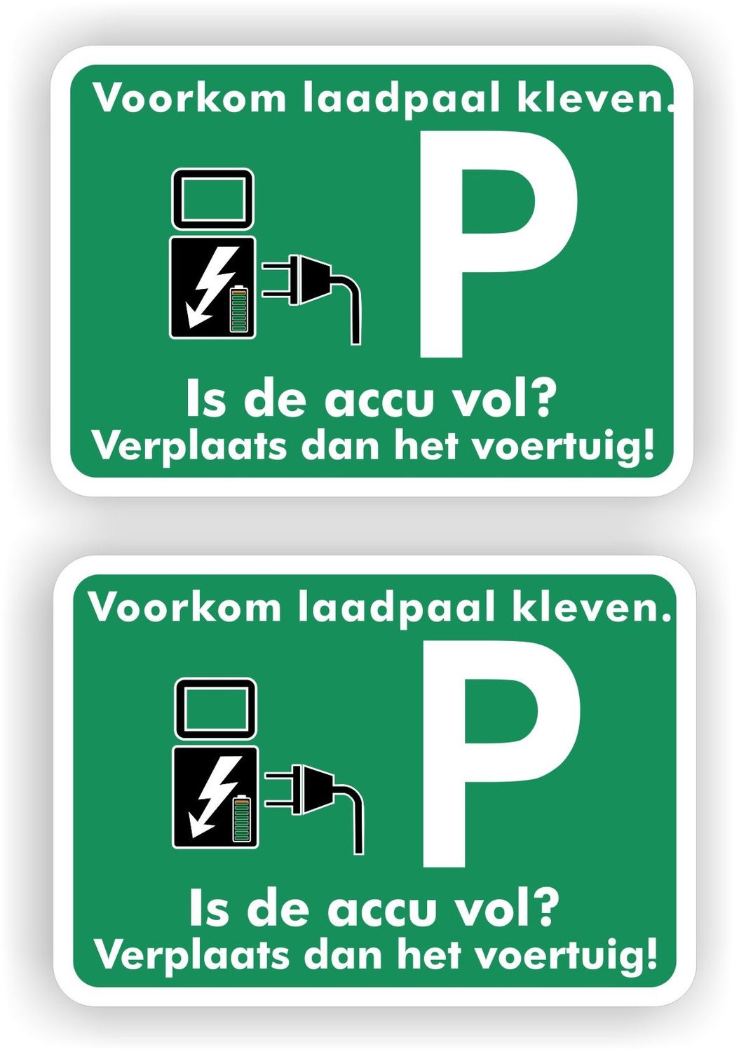 Laadpaal sticker set accu vol verplaats de auto