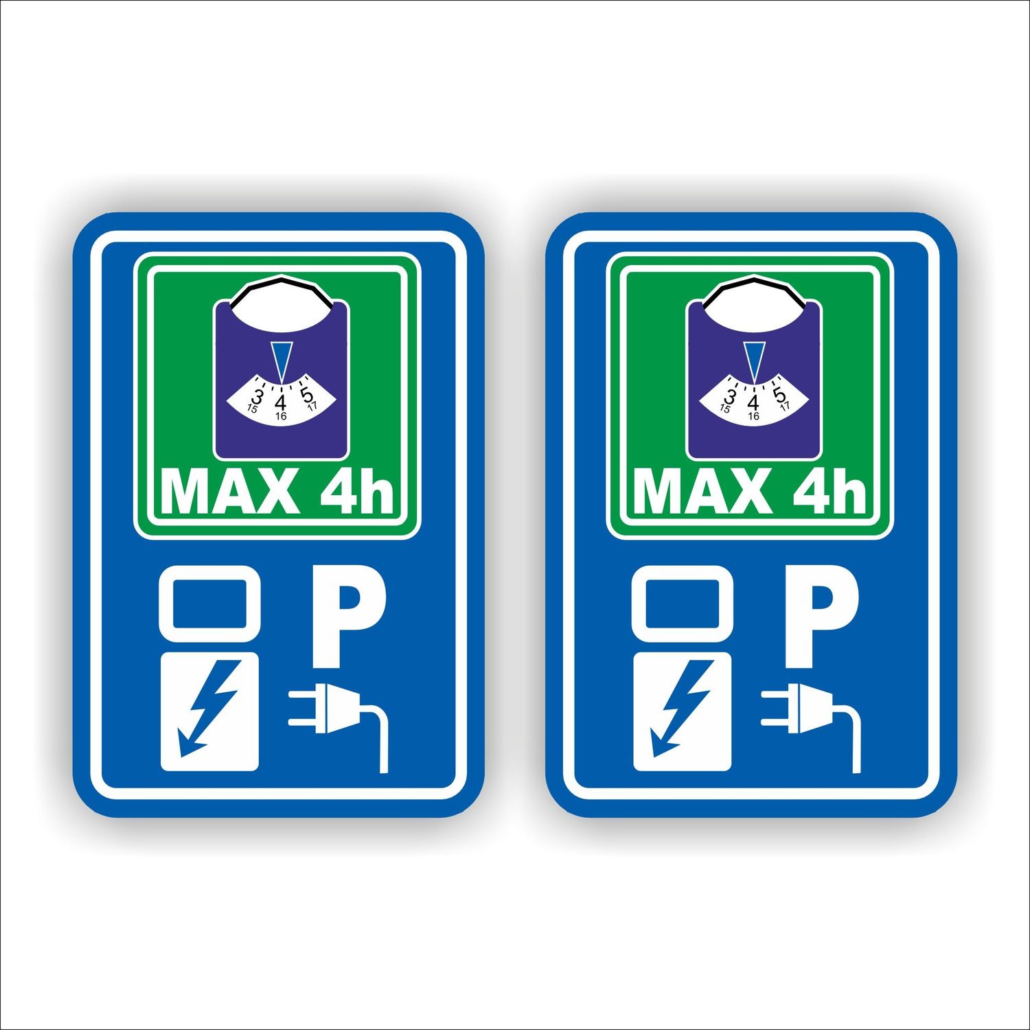 Laadpaal verkeer bord stickers set 2 st.  P max. 4 uur