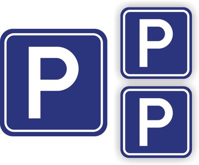 Parkeerplaats verkeersbord stickers set 3 stuks.