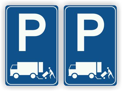 Parkeren laden en lossen verkeersbord set 2 stickers