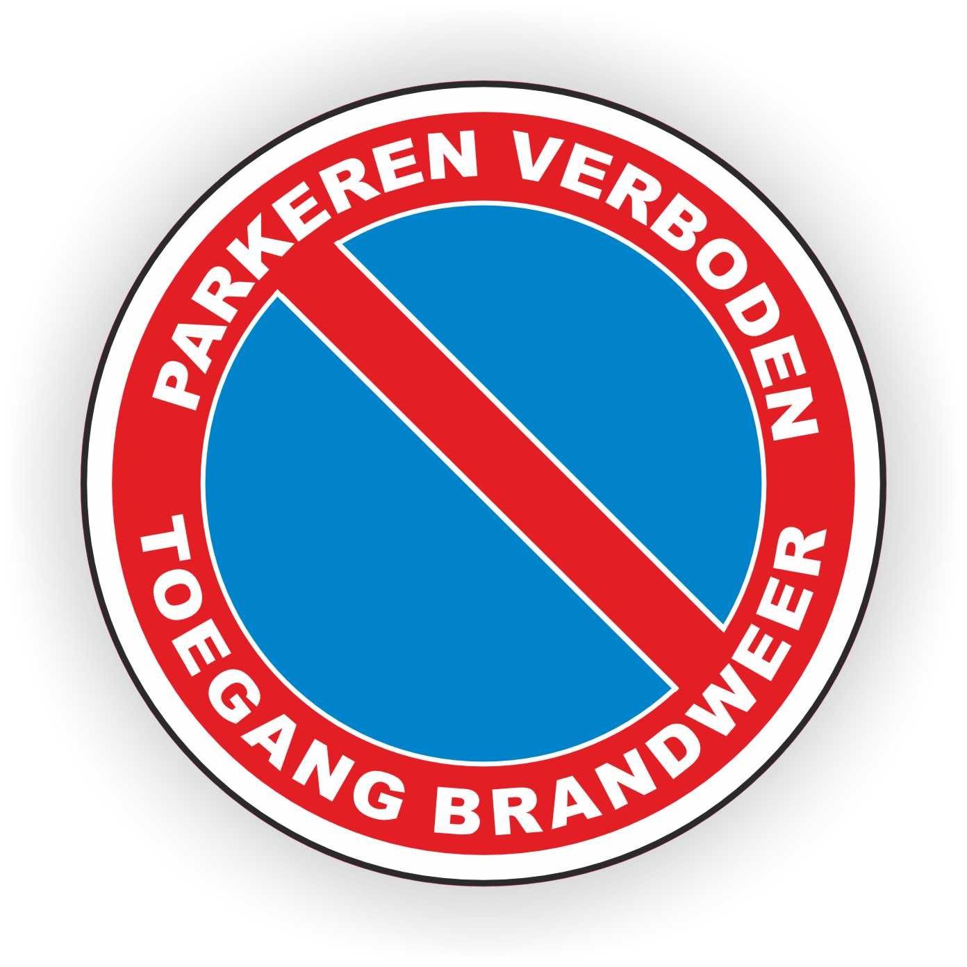 Niet parkeren brandweer doorgang verkeersbord sticker