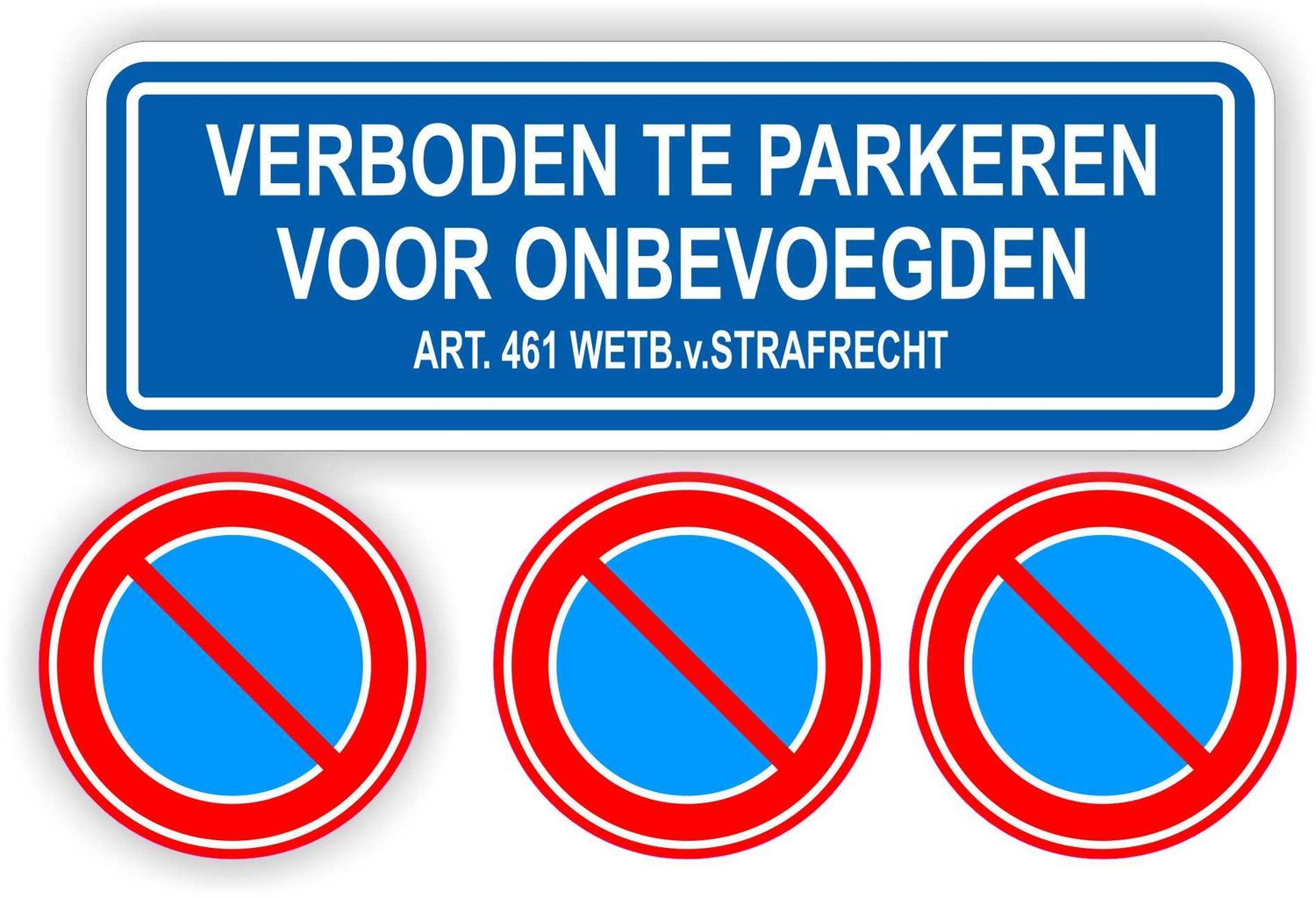 Verboden te parkeren onbevoegde set 4 stickers