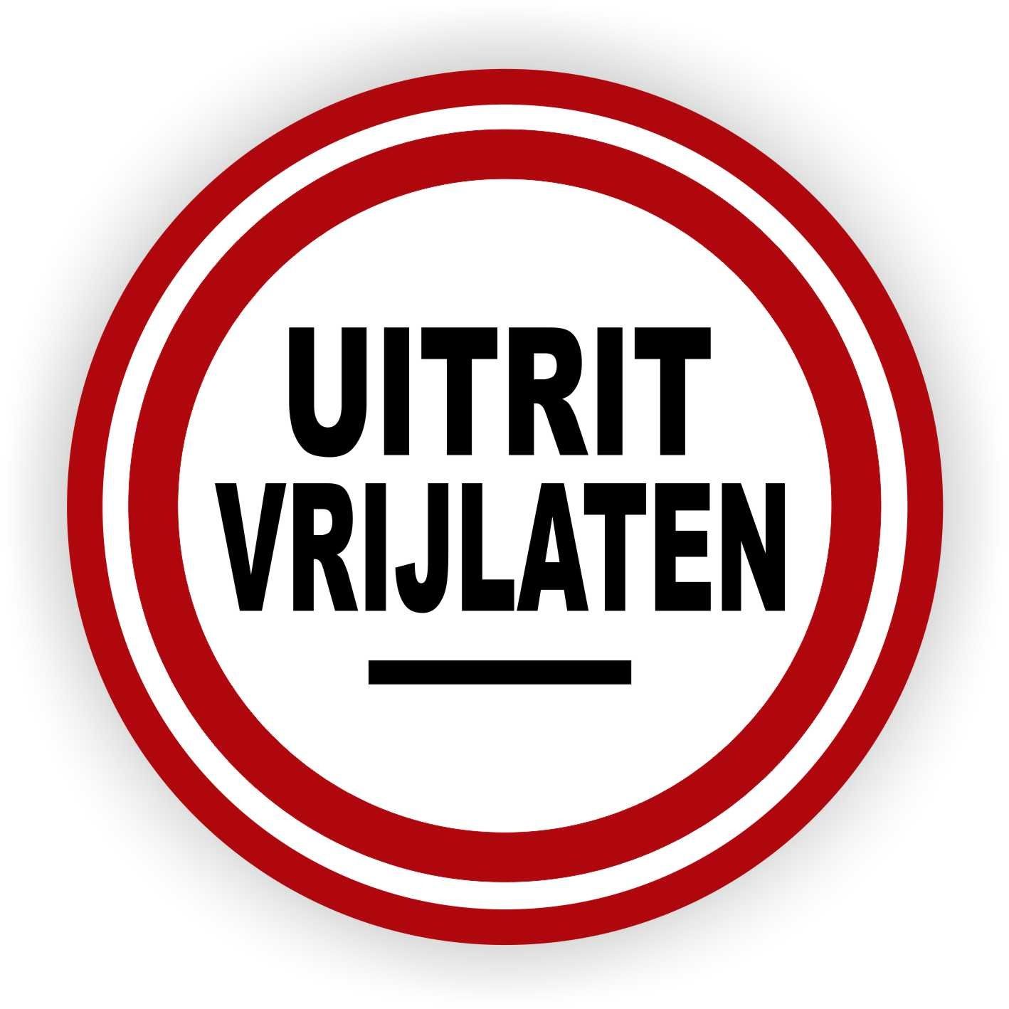 Uitrit vrijlaten verkeersbord sticker Ø20cm