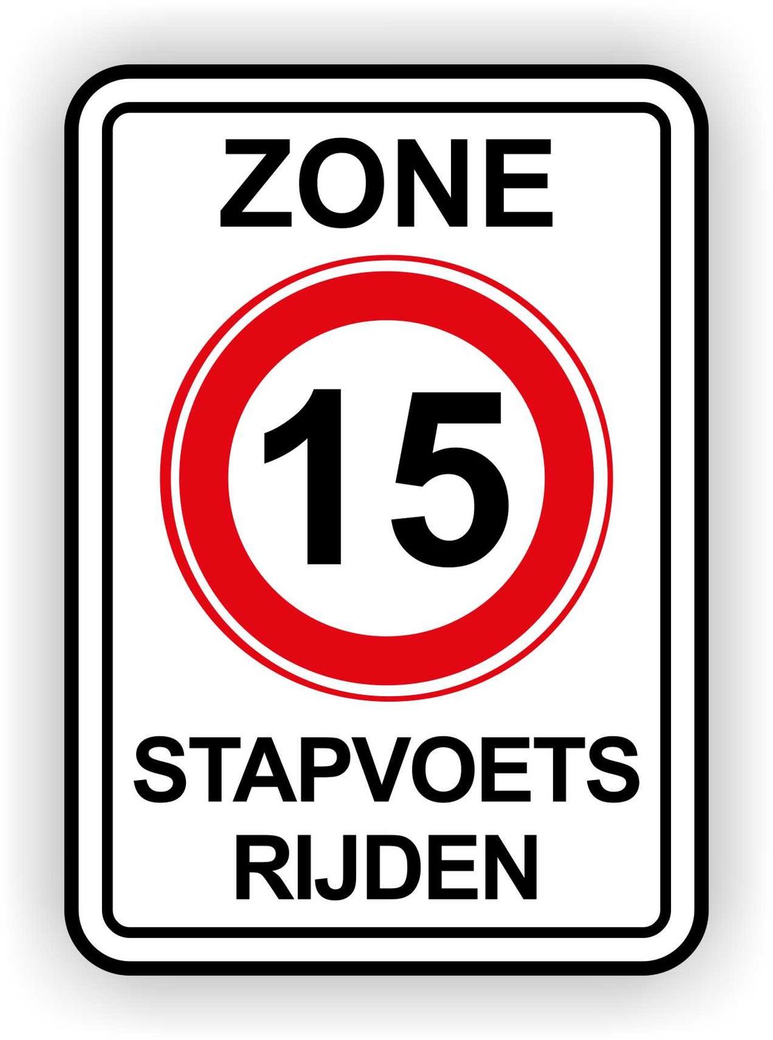 Stapvoets rijden verkeersbord sticker 15 km