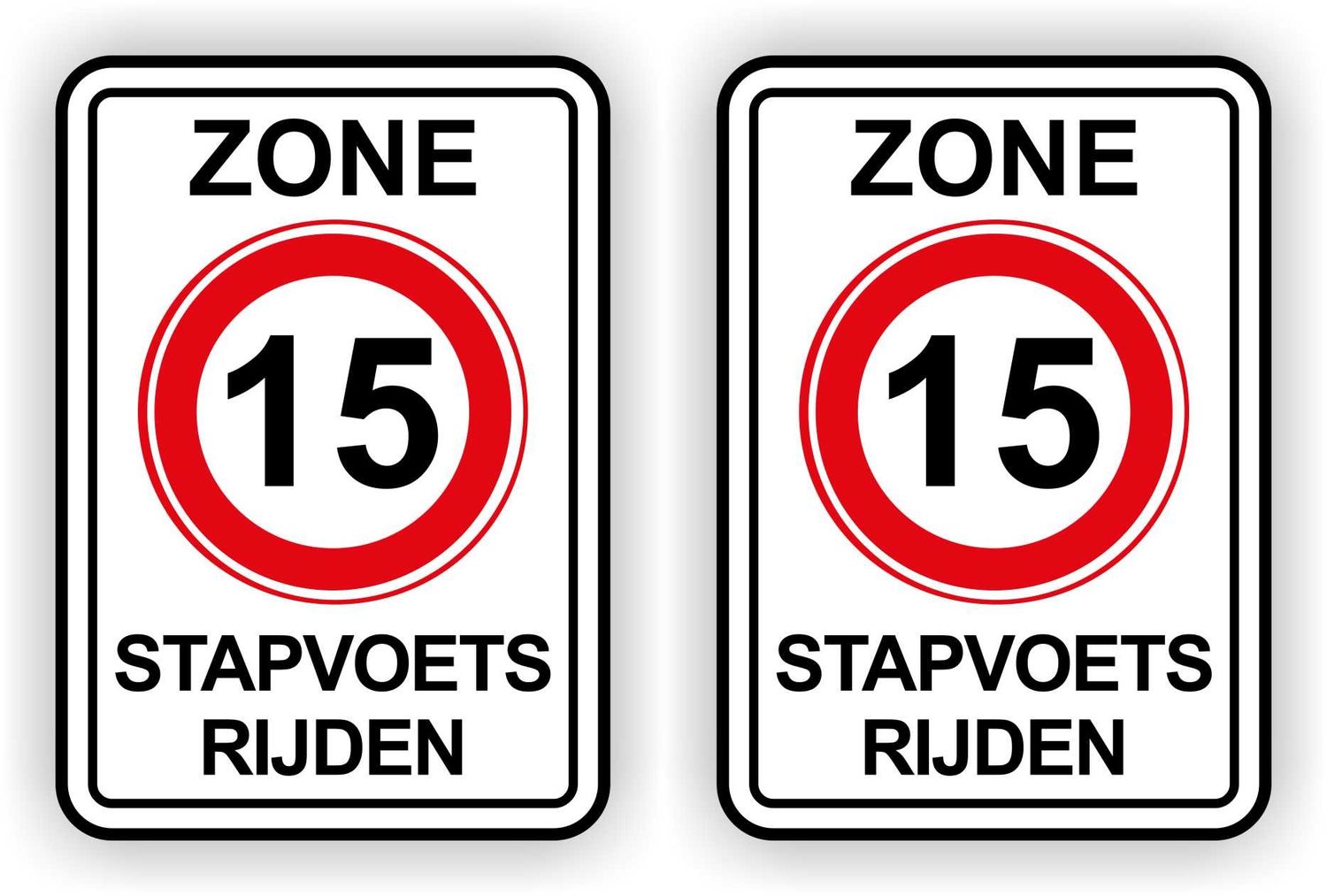 Stapvoets rijden verkeersbord stickers 15 km set 2 st.