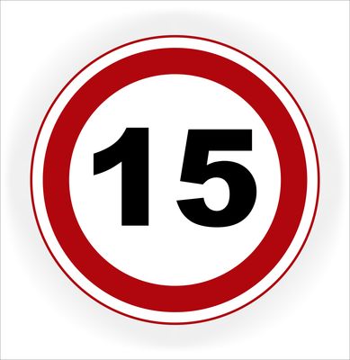 Maximum Snelheid 15 km verkeersbord sticker Ø 20