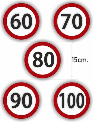 Snelheid verkeersbord stickers set van 5 stickers