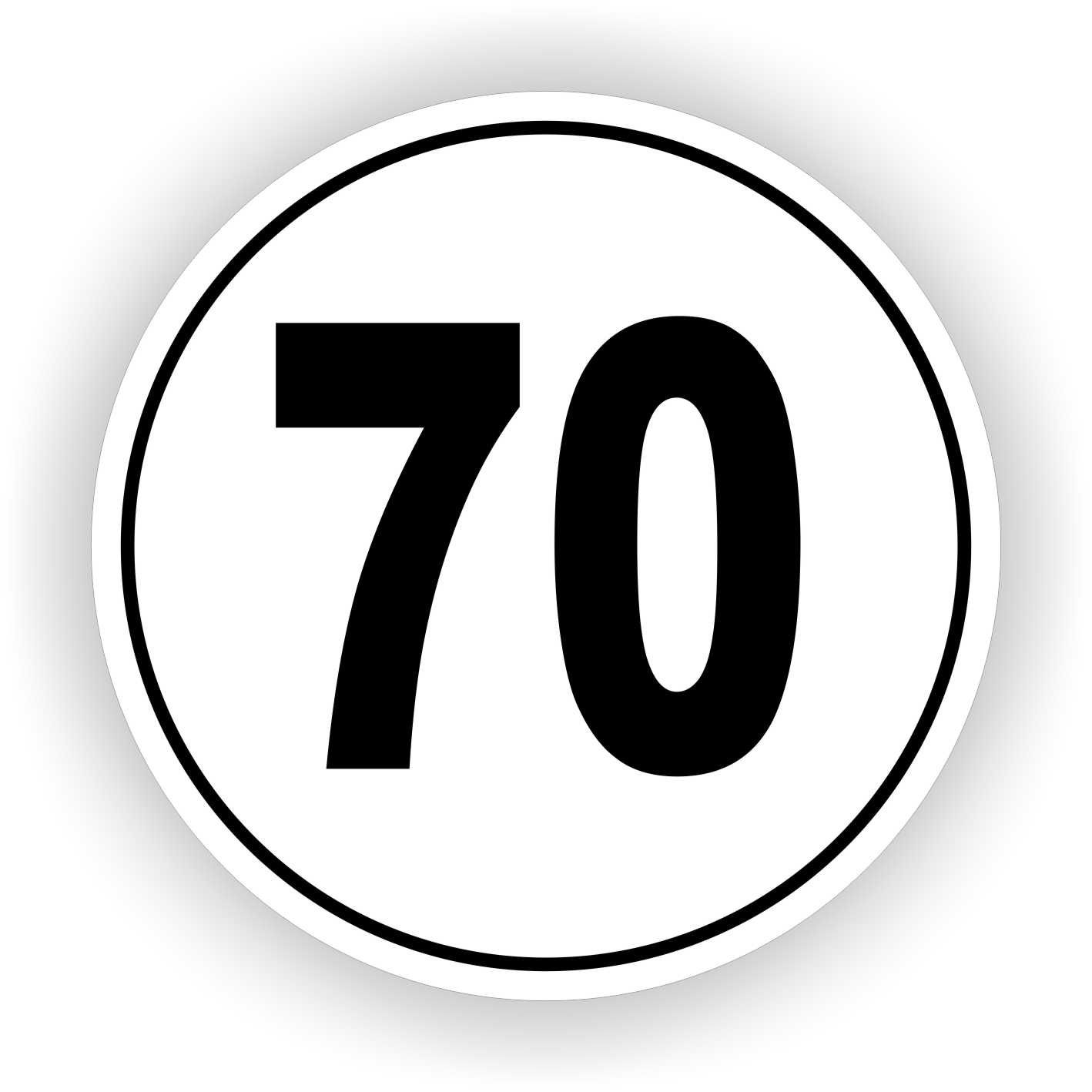 Snelheidssticker zwart/wit max. 70 km Ø20