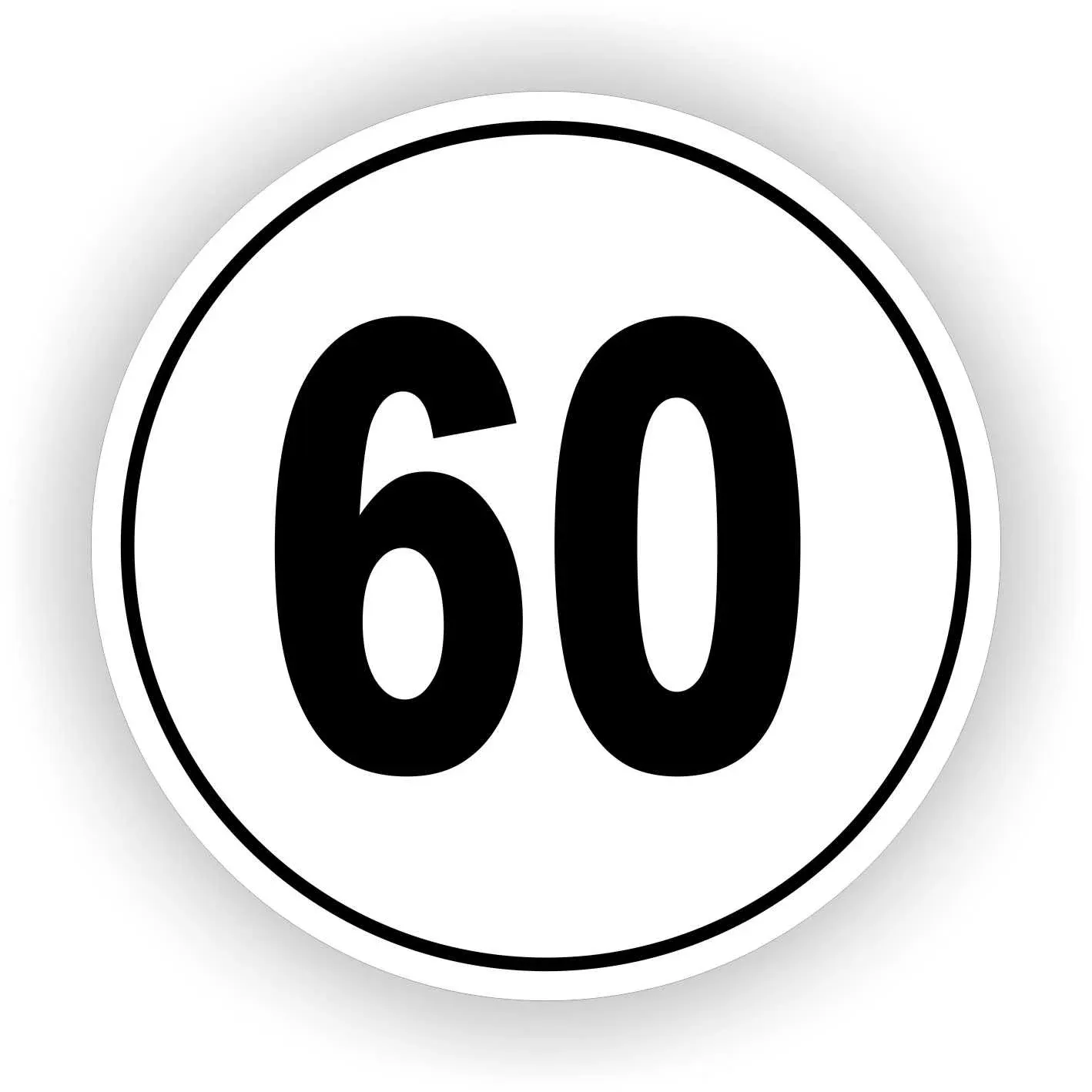 Snelheidssticker zwart/wit max. 60 km Ø20