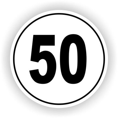 Snelheidssticker zwart/wit max. 50 km Ø20