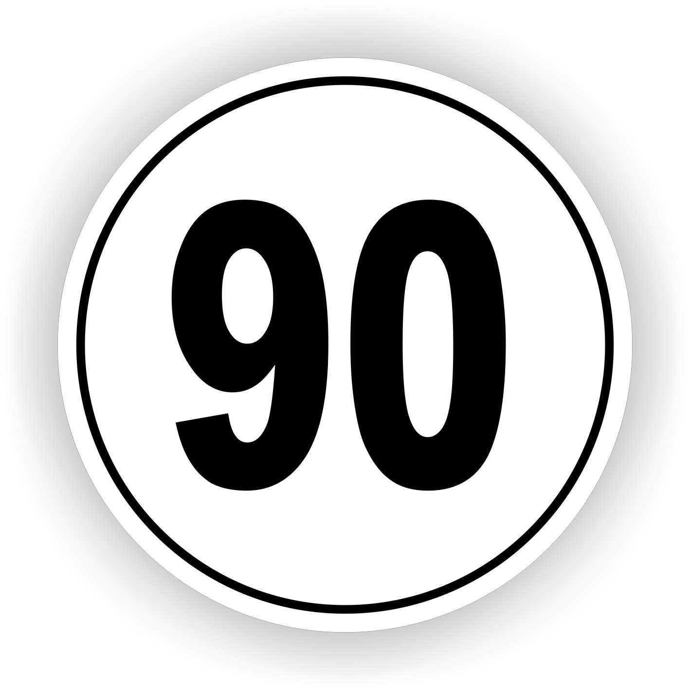 Snelheidssticker zwart/wit max. 90 km Ø20