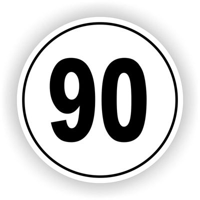 Snelheidssticker zwart/wit max. 90 km Ø20