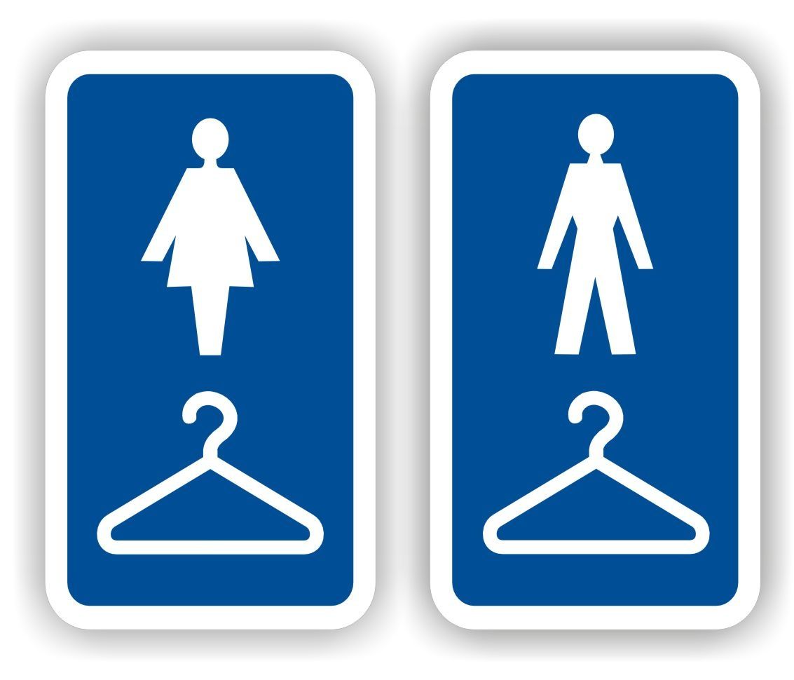 Kleedkamer dames en heren sticker set 2 stuks