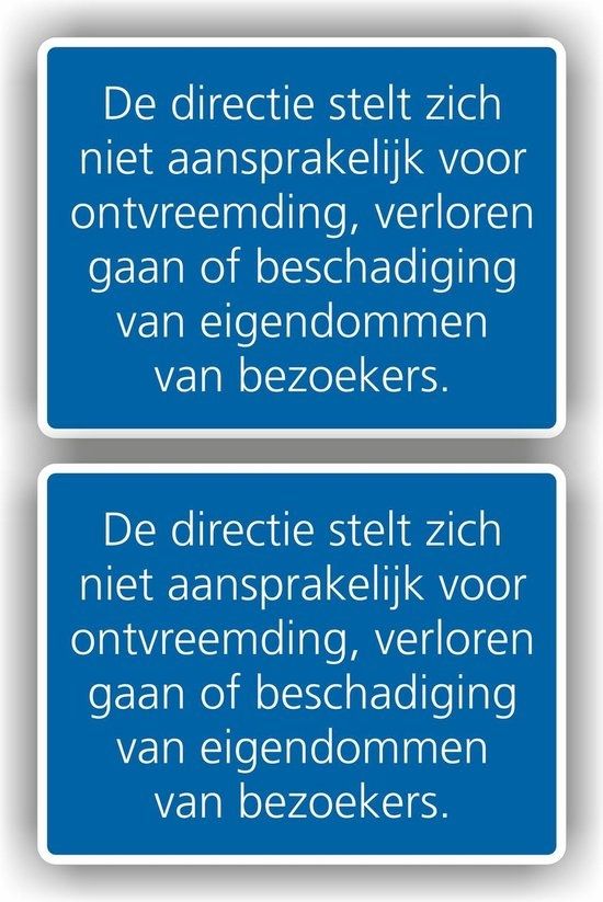 De directie stelt zich niet aansprakelijk voor..