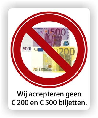 Geen €200 &amp; €500 Biljetten sticker
