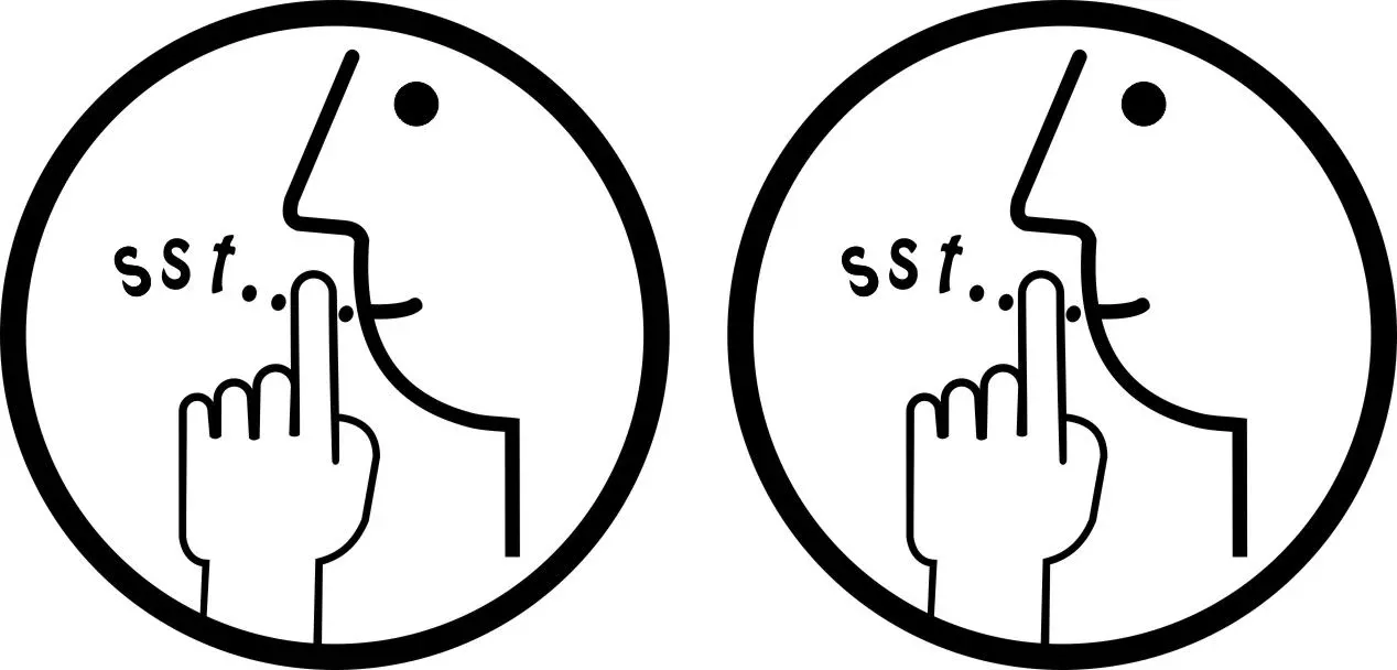 Stilte ruimte pictogram sticker set 2 st. zwart, wit.