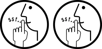 Stilte ruimte pictogram sticker set 2 st. zwart, wit.