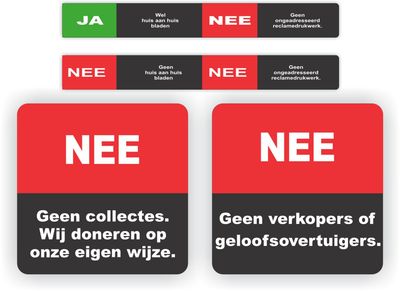 Ja Nee stickers en anti colportage deursticker set.