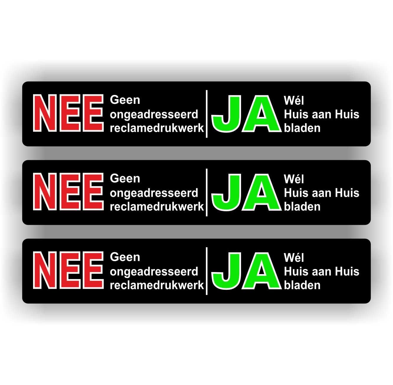 NEE JA brievenbus stickers set 3 stuks.
