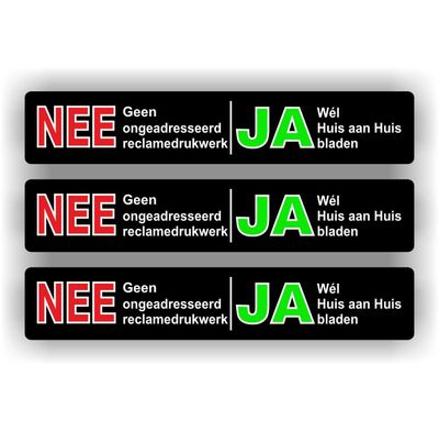NEE JA brievenbus stickers set 3 stuks.