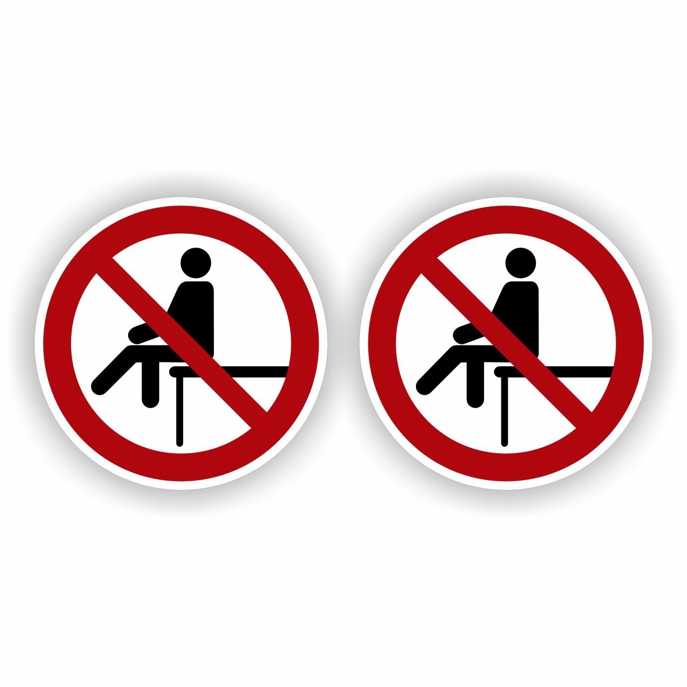 Niet op gaan zitten, stickers set 2 stuks  Ø10