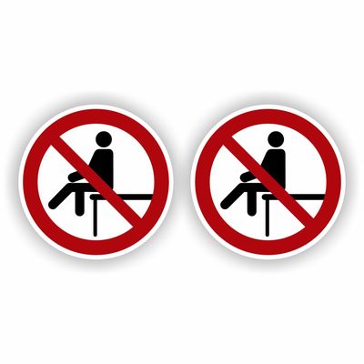 Niet op gaan zitten, stickers set 2 stuks  Ø10