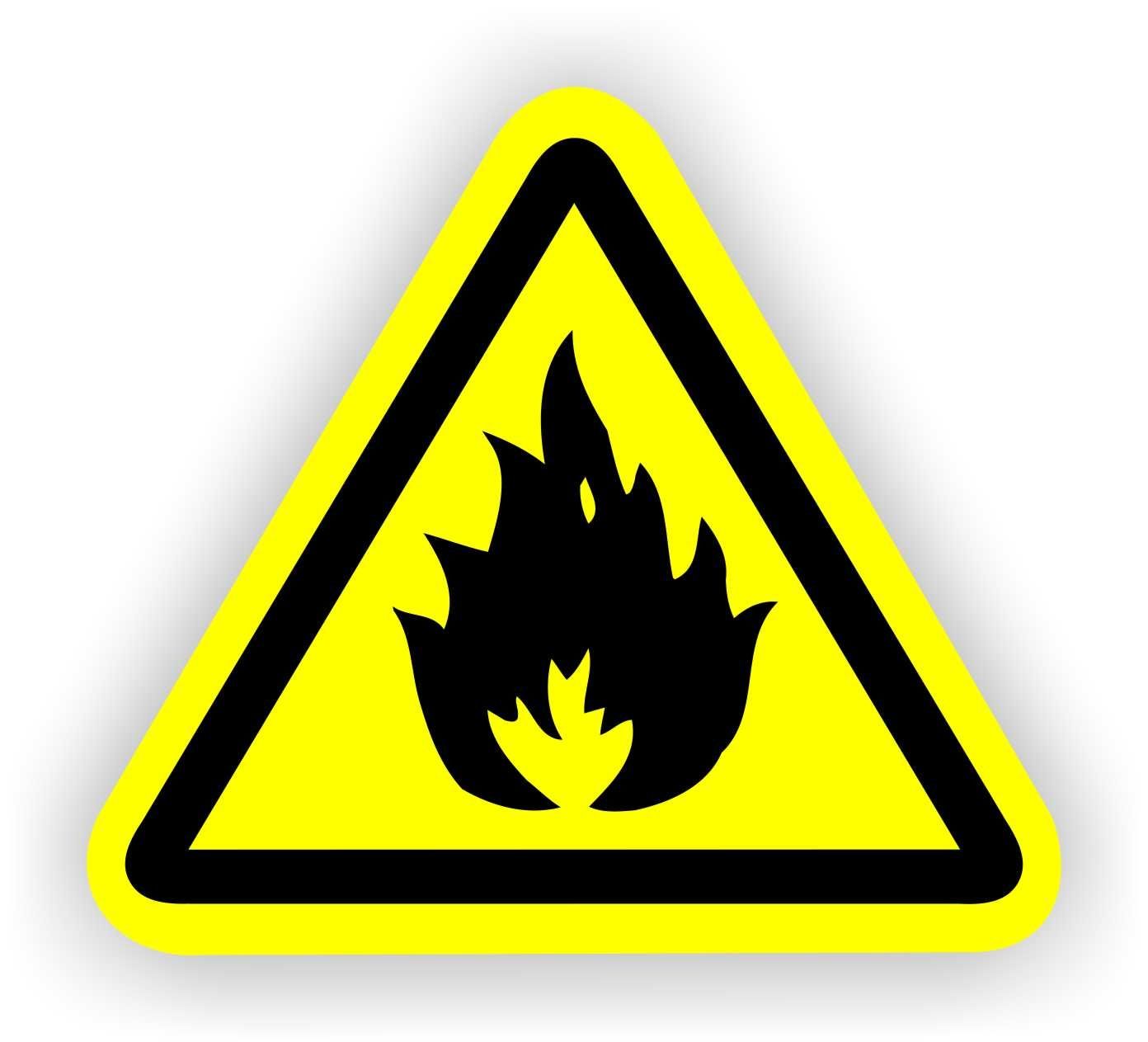 Brandgevaar sticker ISO norm 7010 sticker 20 cm