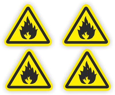 Brandgevaar sticker ISO norm 7010 stickers 10 cm