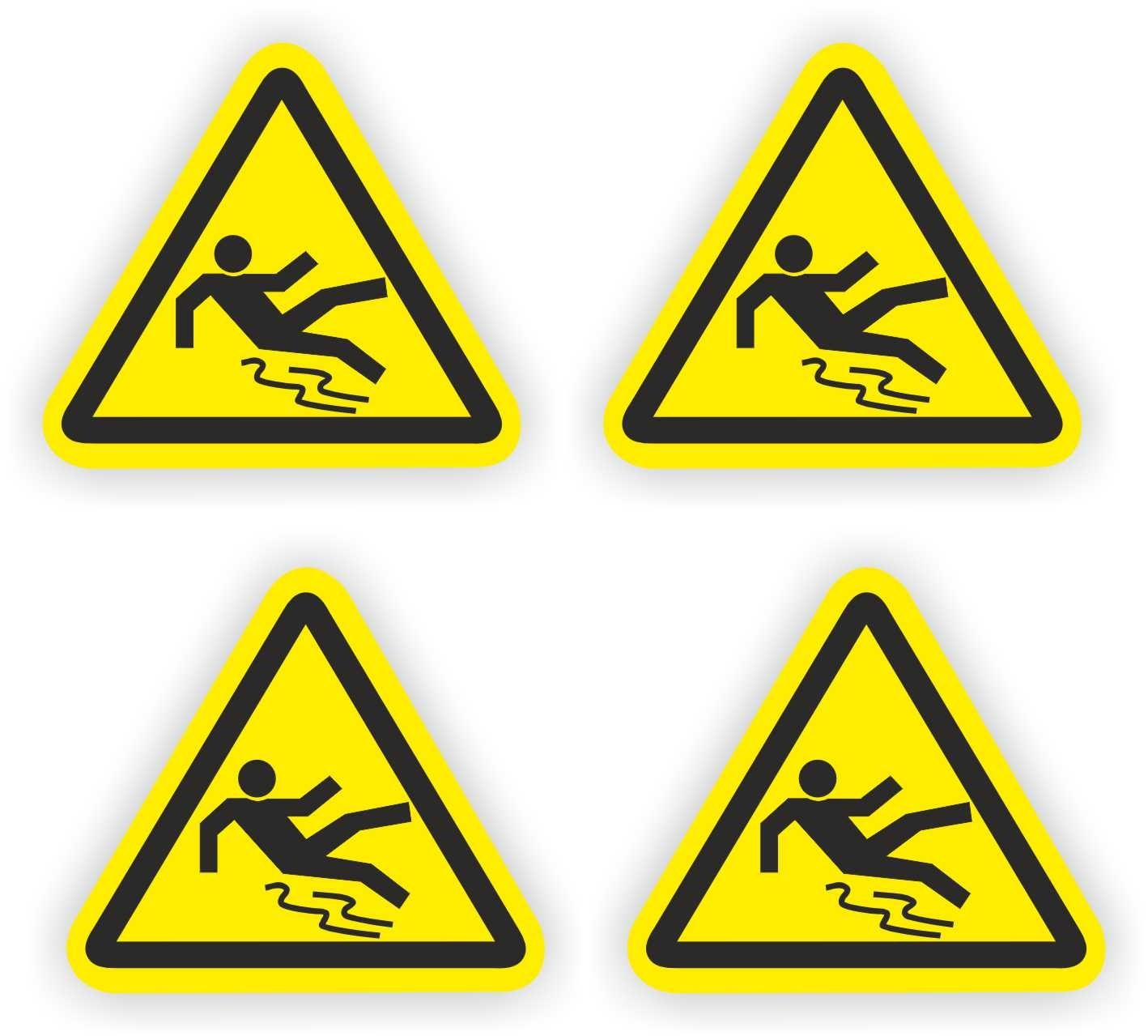 Val gevaar, Gladde Vloer sticker ISO 7010 stickers 10 cm