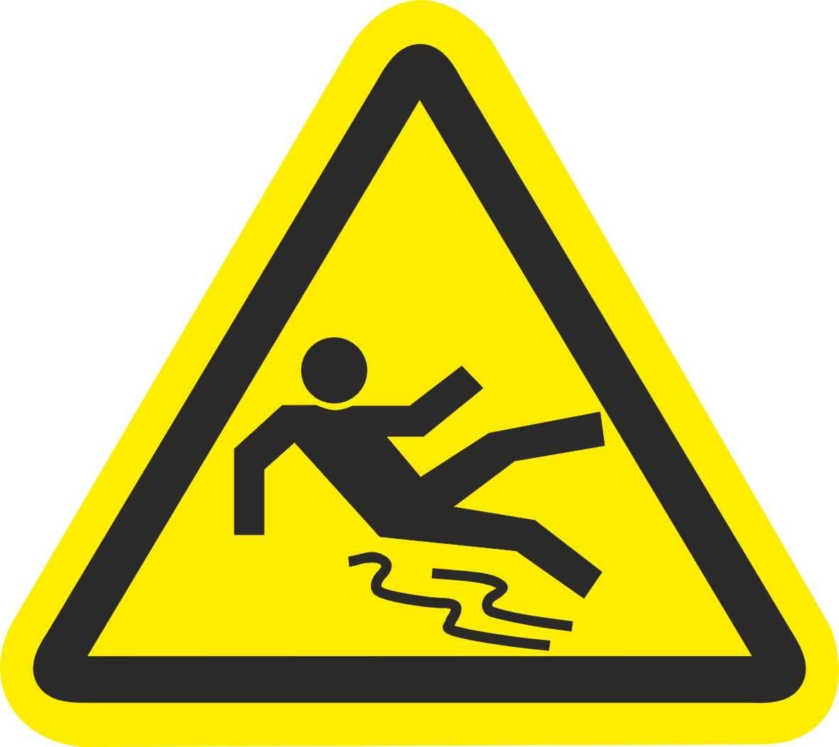 Val gevaar, Gladde Vloer sticker ISO 7010 stickers 20 cm