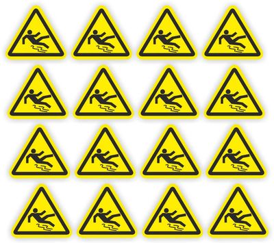 Val gevaar, Gladde Vloer sticker ISO 7010 stickers 5 cm