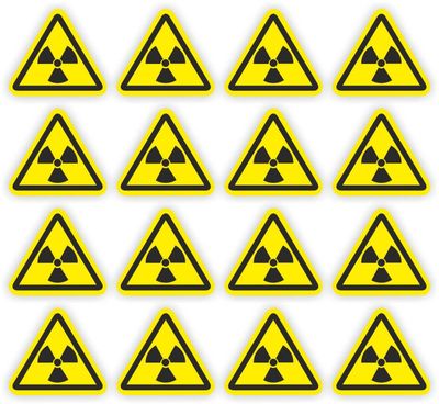 Radioactieve stoffen ISO norm 7010 stickers 5 cm