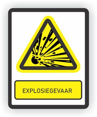 ISO norm 7010 sticker met tekst Explosiegevaar