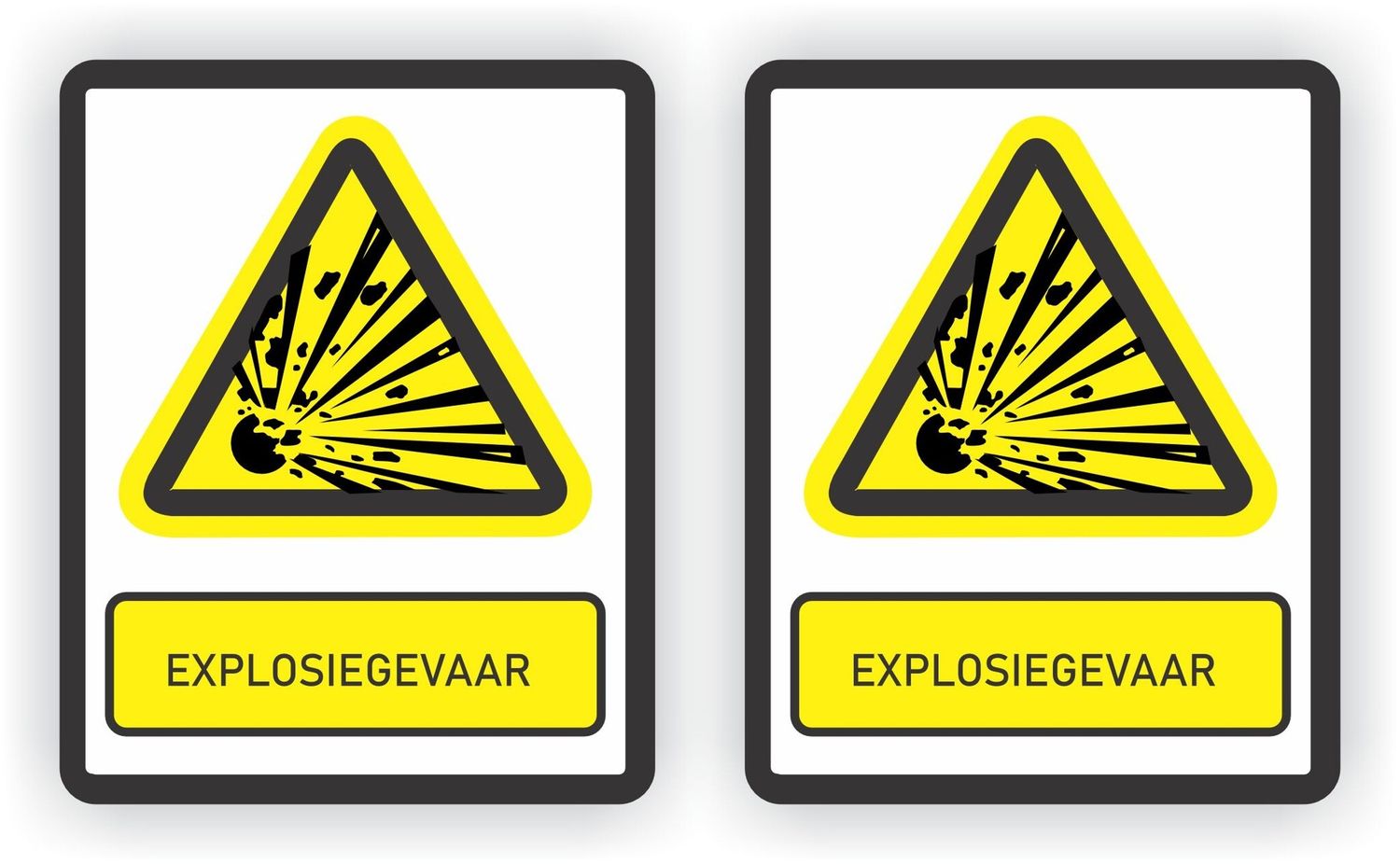 ISO norm 7010 stickers 2x  met tekst Explosiegevaar