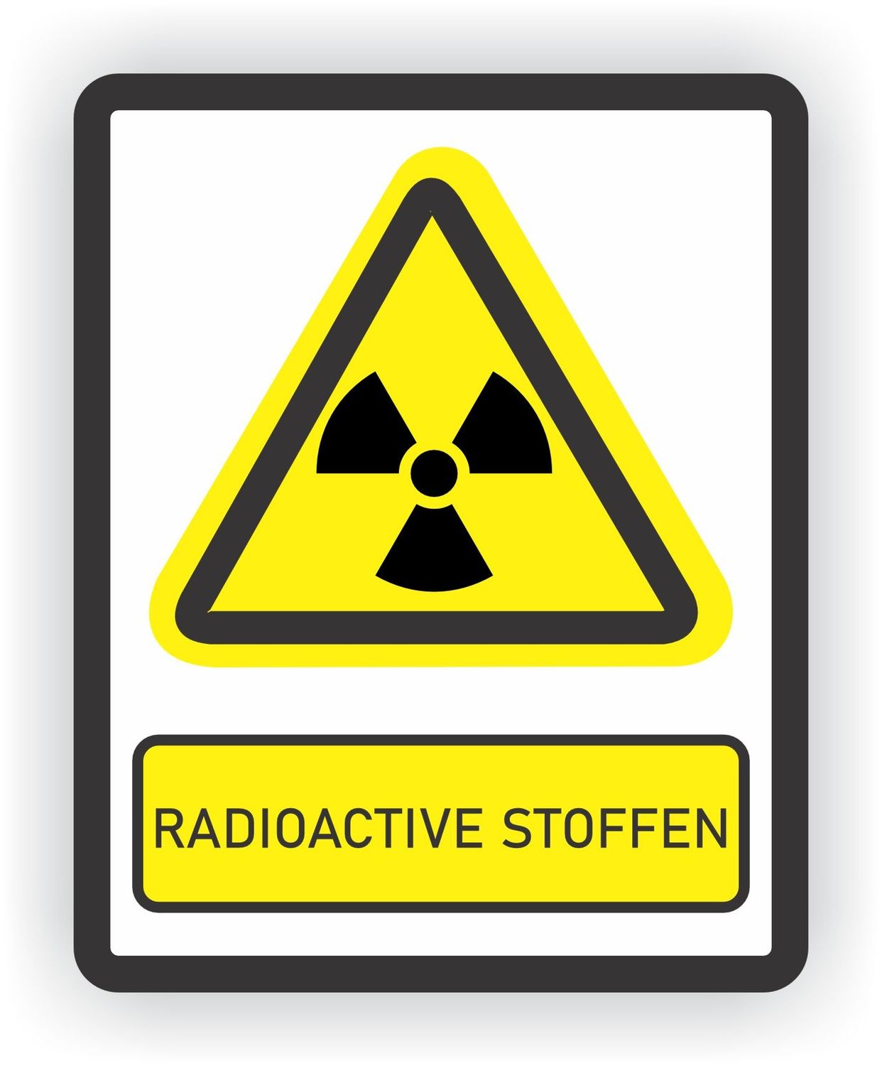 ISO norm 7010 sticker met tekst Radioactieve stoffen