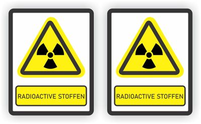 ISO norm 7010 stickers 2x met tekst Radioactieve stoffen